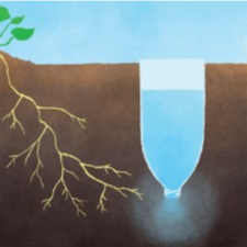 Ingegraven plastic waterfles